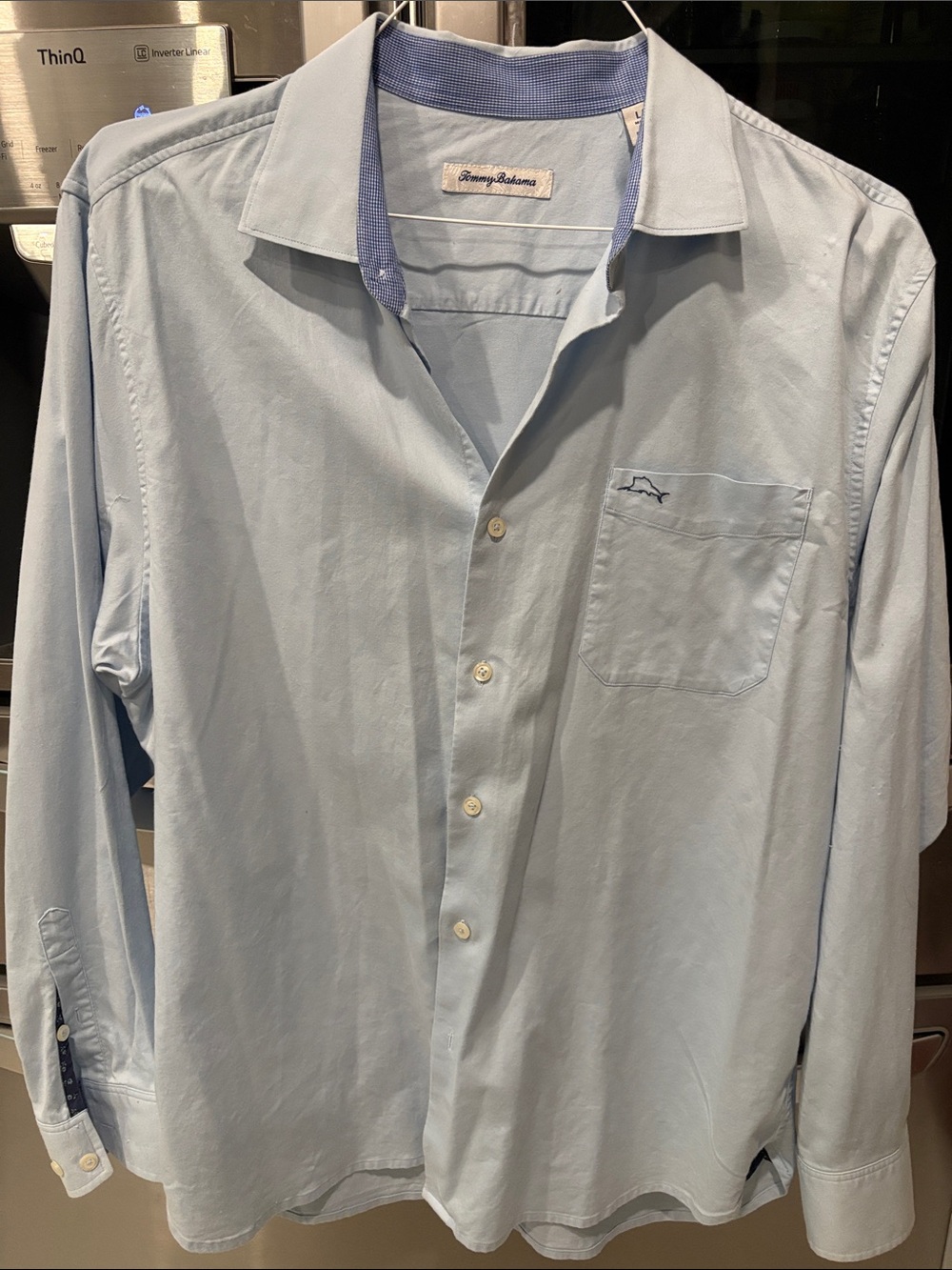 Tommy Bahama Light Blue Button-Down Shirt with Contrast Collar